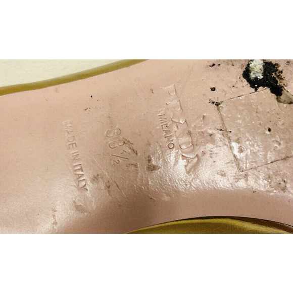 PRADA Gold Metallic Floral Appliqué Leather Pointed Toe Ballet Flats 38.5 - Picture 8 of 8